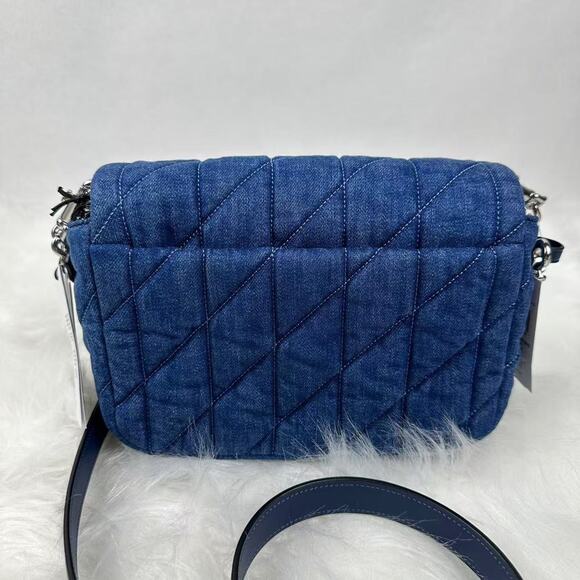 Coach Quinn Bag With Quilting Shoulder/Crossbody Denim/Silver/Indigo CAK40 NWT - Picture 5 of 10